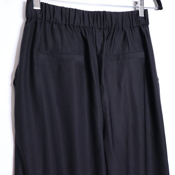 LULUS Satin Pleated Pull On Pant Black High Rise Tapered Fit Unlined Women's S - Picture 5 of 8